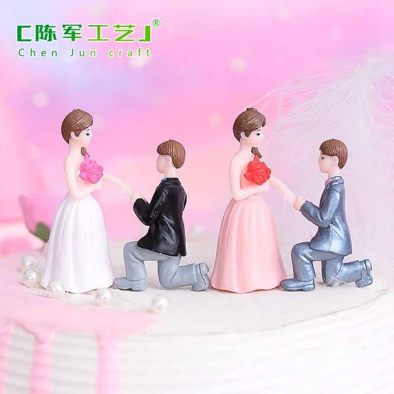 chenjun Marry me wedding request engagement gift doll couple hand room decoration accessories cake trinket
