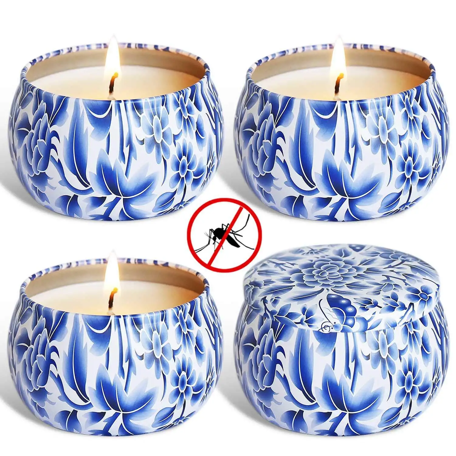 Cross-border E-commerce Explosion Citronella Oil Soybean Candle Smokeless Environmental Protection 4-piece Customized Candle Set
