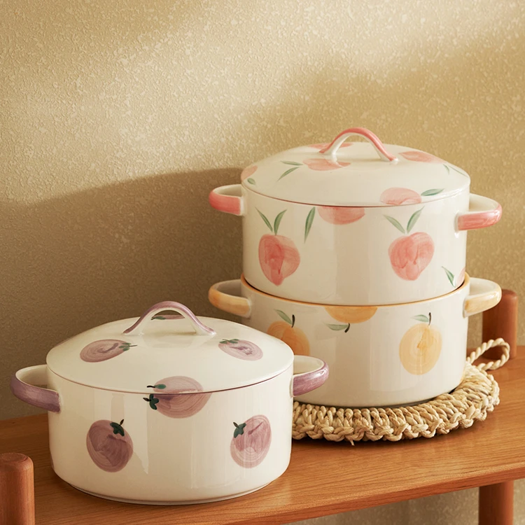 Tableware Serving Ramen Noodles Soup Bowls With Handle Ceramic Bowl 3250