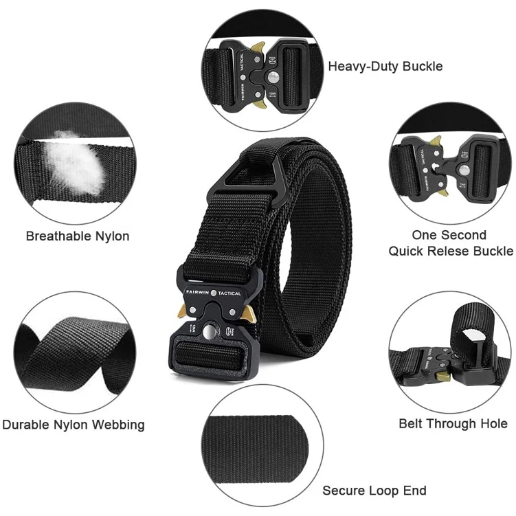 Factory Hot Sale Tactical Rigger Belt 1.5inches Mens Nylon Webbing Utility Belt With V-Ring Heavy Duty Quick Release Buckle