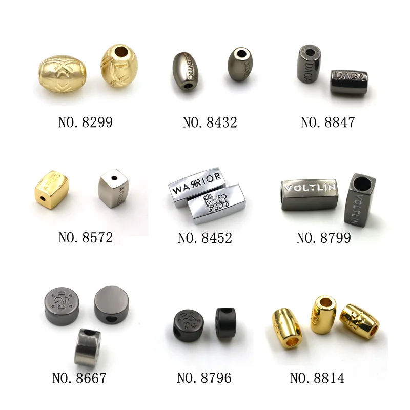 Jewelry Accessories Making Customize Engraved Metal Beads Company Logo Beads For Bracelet