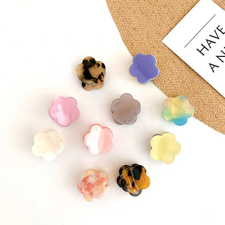 Korean Cute Girl Mini Grab Clip OEM Factory Acetic Acid Floral Hair Decoration Small Acetate Flower Hair Claws For Girls