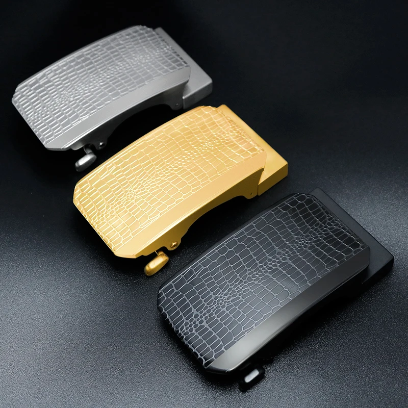 Belt head sample customized high-grade crocodile automatic buckle anti allergy 3.5cm clip belt head customized