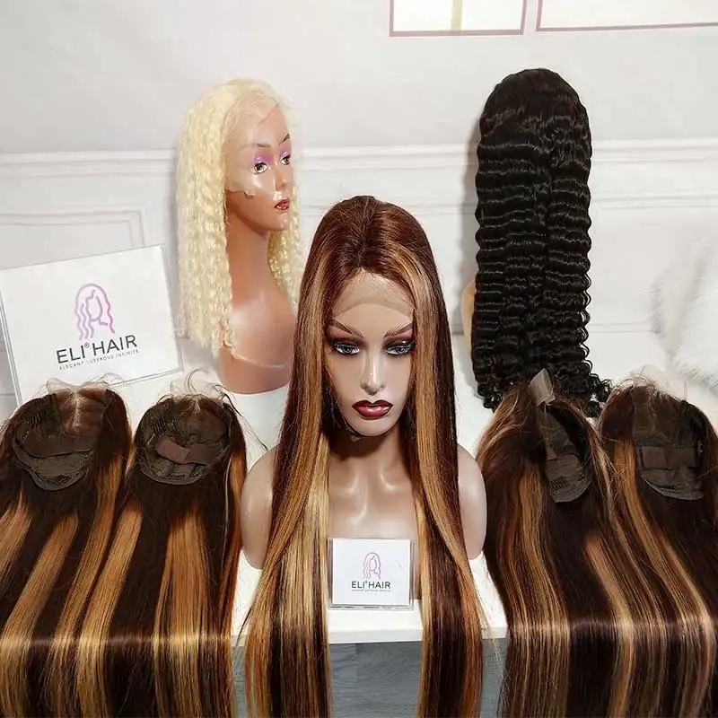  Выделите парики для черных женщин Paino Color Highligt кружевной передний парик предварительно выщипывается с волосами ребенка Hd человеческие