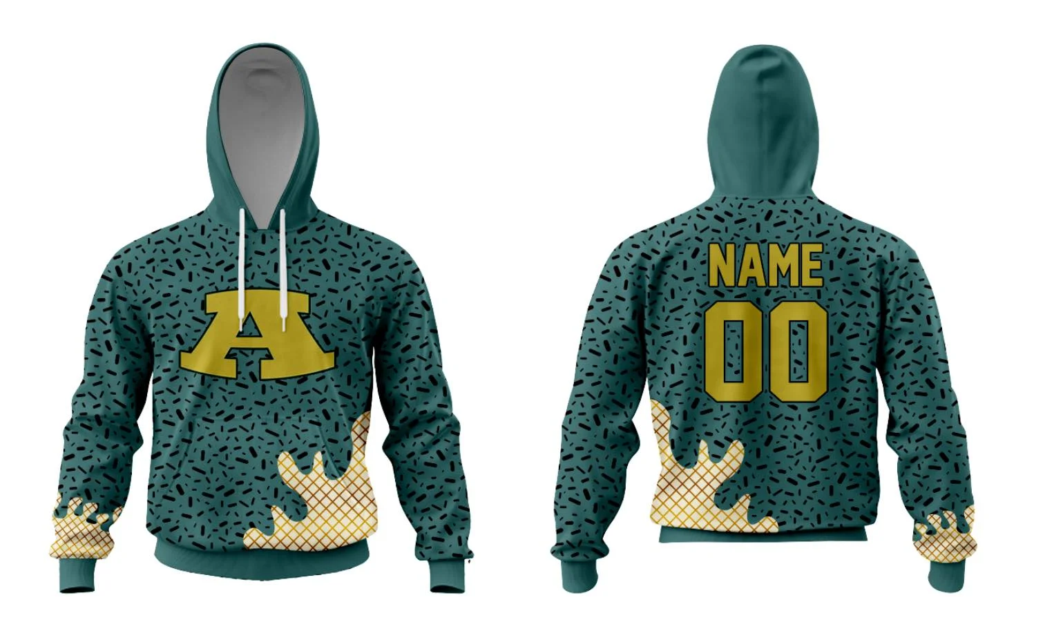 Ice sprinkles Custom  Hoodies  Sublimation Pullover Sweatshirts Heavyweight  Fleeced Hoodies 100% Polyester for Sports