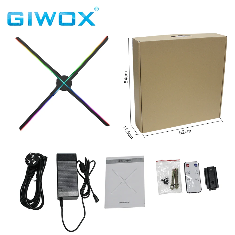 2019 Giwox New Products 65cm 3D Portrait Projector Hologram Advertising LED Fan Device 65cm Hologram Advertising Fan for Display