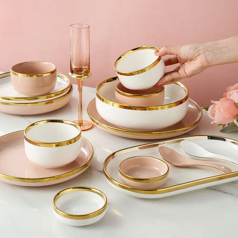 White Porcelain Plates For Food Dinner Set Dishes Salad Soup Bowl Ceramic Plates And Bowls Set Tableware Set Service For 4/6/8