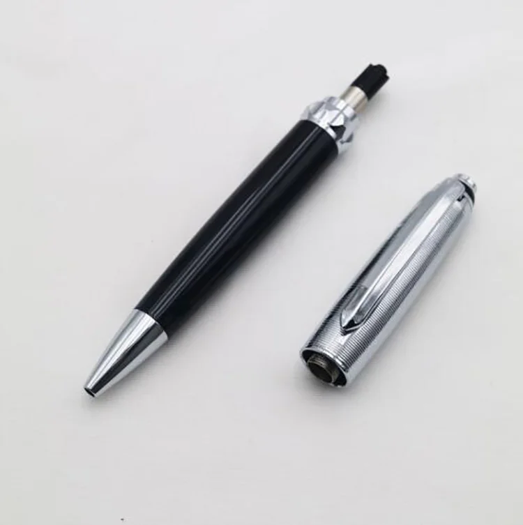 NM-082 High Quality Luxury heavy metal ball pens Office Black Silver Ball Point Pen Engraving Metal Pen