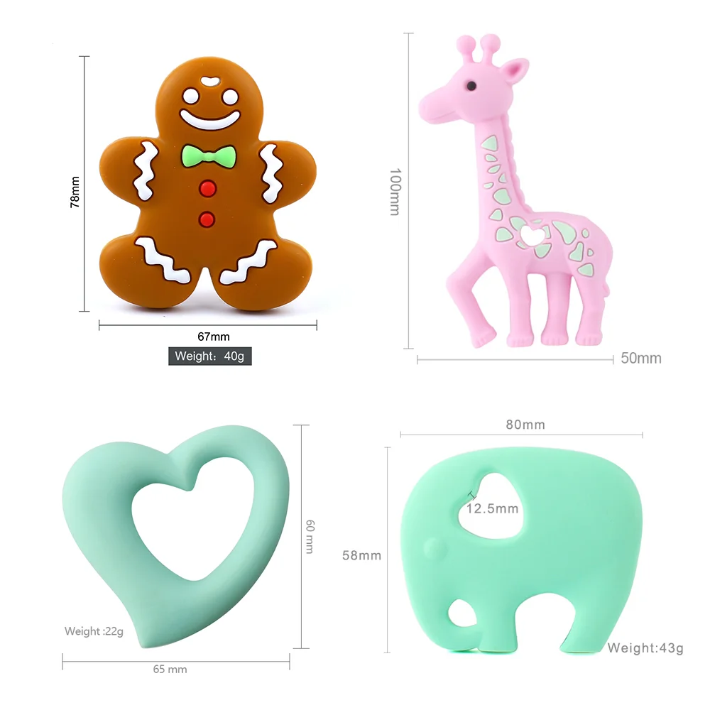 BPA Free Newborn Soother Cartoon Animal Chewable Teething Toy Silicone Baby Teether