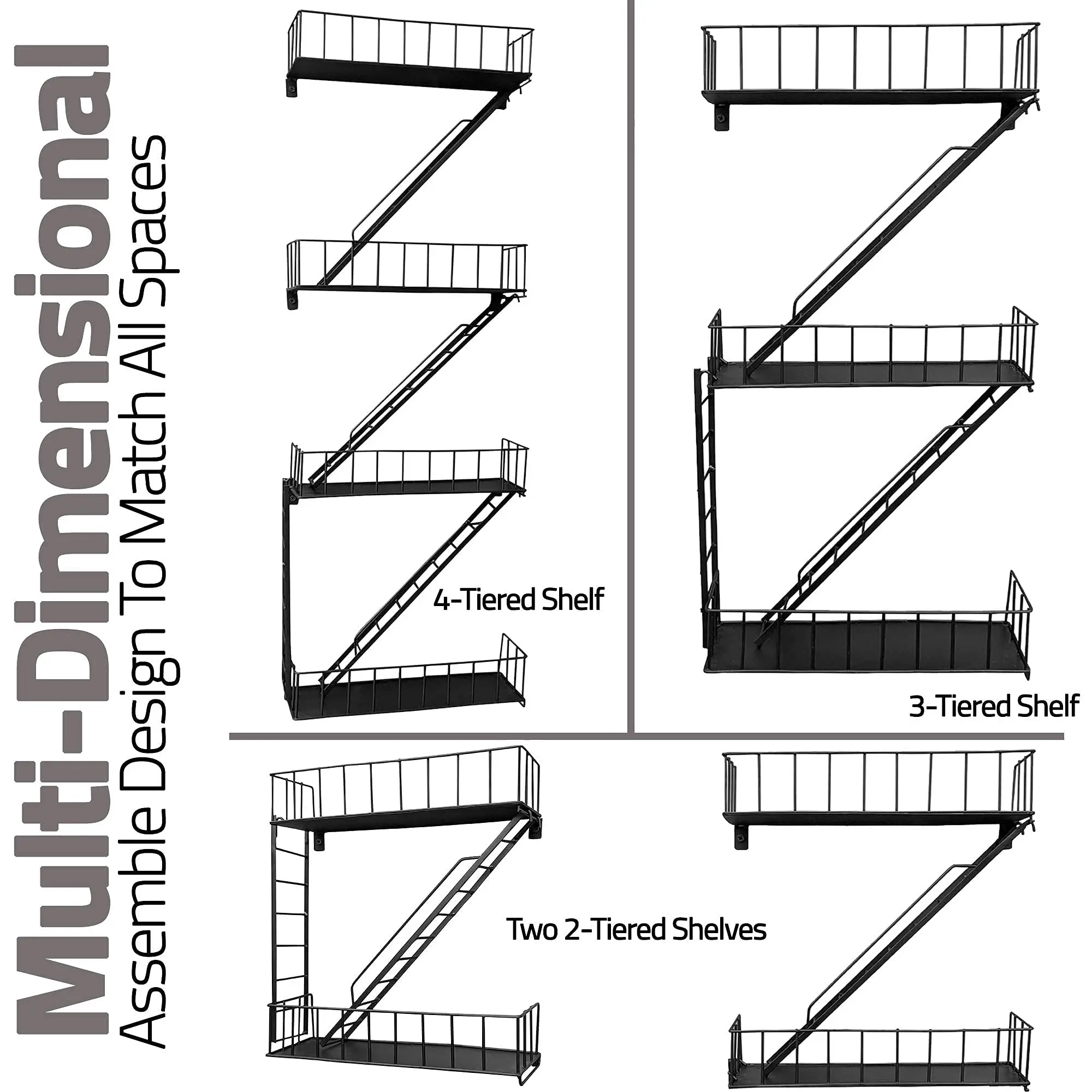 Fire Escape Shelf - Versatile New York Inspired Modern Floating Hanging Wall Shelves Make a Great Action Figure
