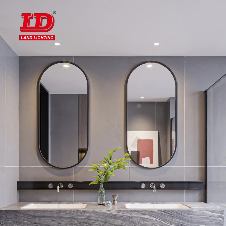 Modern Luxury Hotel Bathroom decorative antique metal frame mirror round framed wall mirror with delicate metal chain