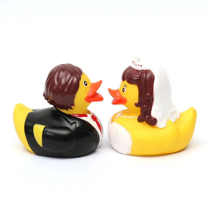 Party Art Decorations 3 Inch 7cm 8 Cm Floating Vinyl Toy Yellow Bride Groom Wedding Rubber Ducks