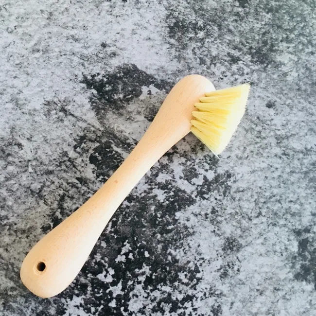 Natural Tampico Fiber Well Polished Wood Bone Shape Dish Cleaning Brush