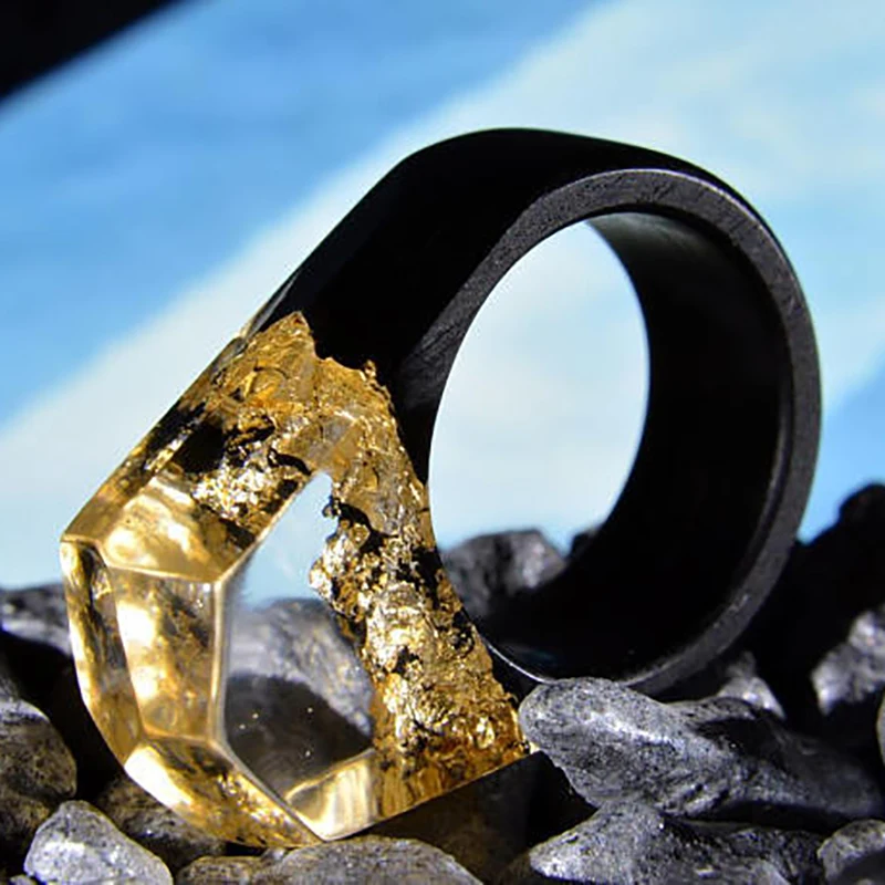  High quality beautiful natural resin wooden ring fashion jewelry