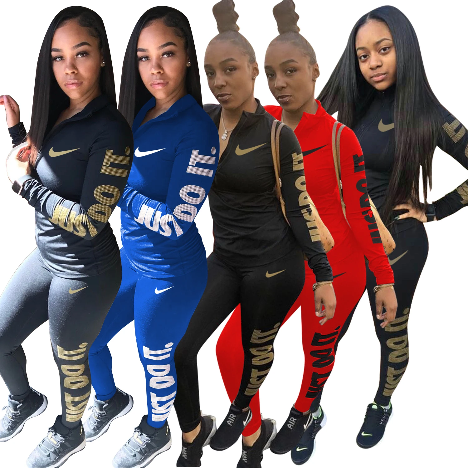 Новый дизайнерский тренировочный костюм Nike Label для женщин Осенний трендовый комплект из двух предметов фитнеса облегающая спортивная одежда Женская эксклюзивная