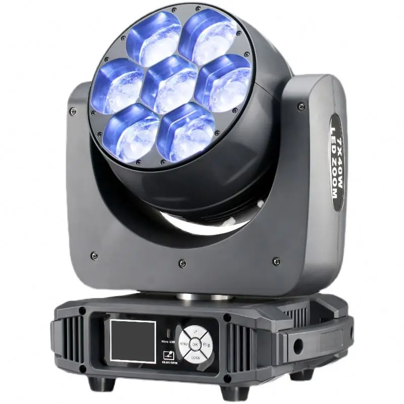 Concert Stage DMX  Movinghead 7x40w RGBW Zoom Bee Eye Led Wash Moving Head Lights