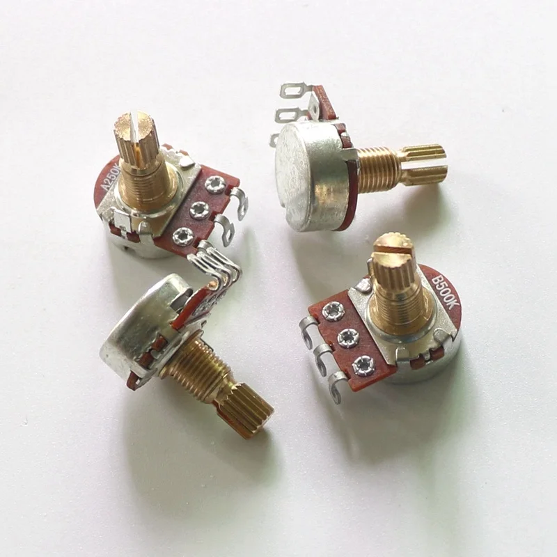 Donlis 250K/500K 15mm Brass shaft Mini guitar pots in A/B style for ST TL LP Guitar Bass volume tone control