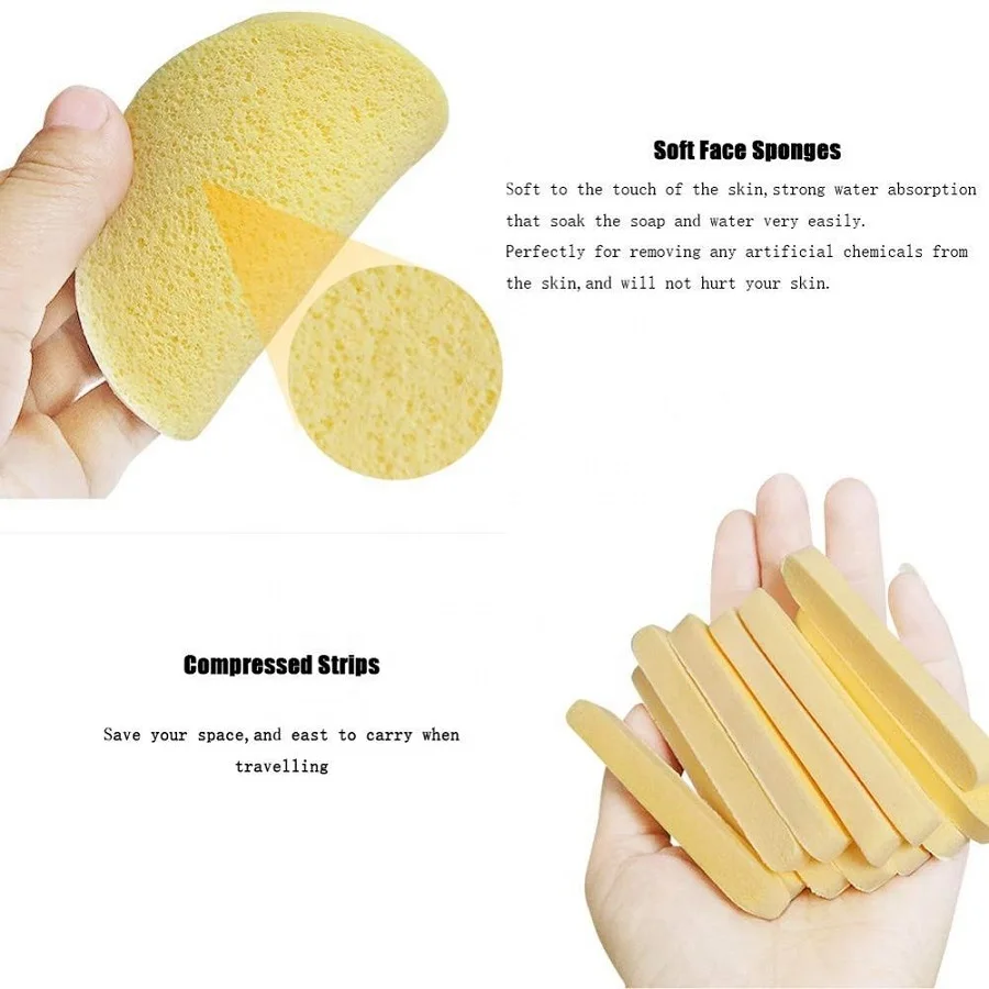 Compressed Sponge Compressed PVA Sponge dry strips Exfoliating Cleansing Sponge for Facial face clean