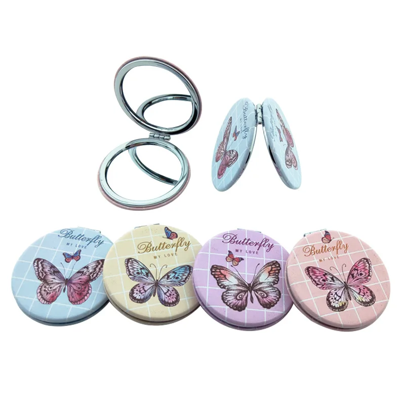 Manufacturers Supply Girls Double-Sided Mirror Creative Portable Makeup Mirror Double-Sided Butterfly Folding Small Mirror