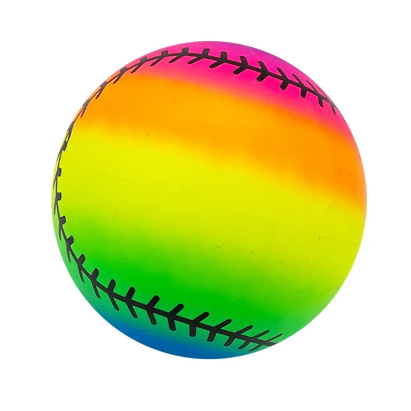 Wholesale custom PVC full print ball 9 inch rainbow ball baby cognitive toddler inflatable toys leather ball sports