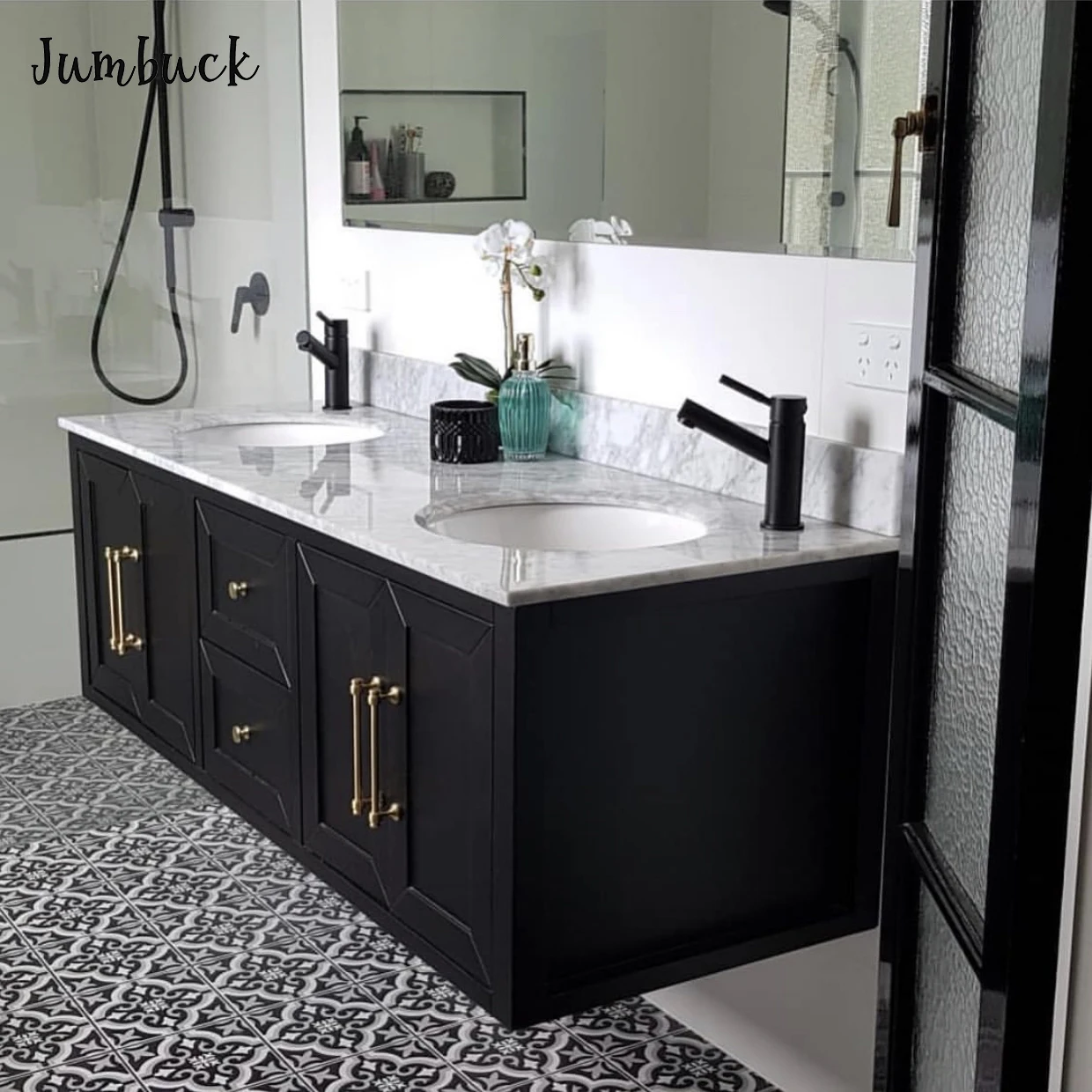 
North American Standard Shaker Double Sink Bathroom Vanity Cabinet Unit With Quartz Top 