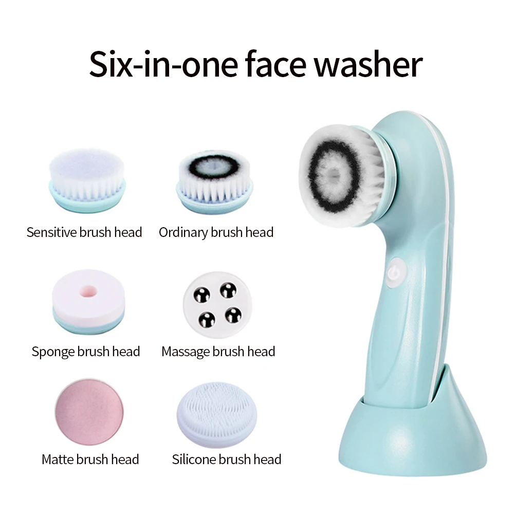 3-in-1 Electric Face Wash Brush Skin Clean Pore Cleaner SPA Beauty Relief Massager Rotating Rechargeable Facial Cleansing Brush