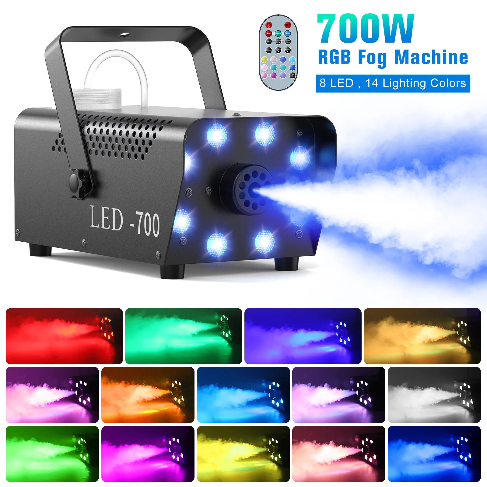 700 Вт светодиодная осветительная дымовая машина с 8 шт. RGB 3 в 1 светодиодное сценическое оборудование для диджея диско ночного клуба противотуманная
