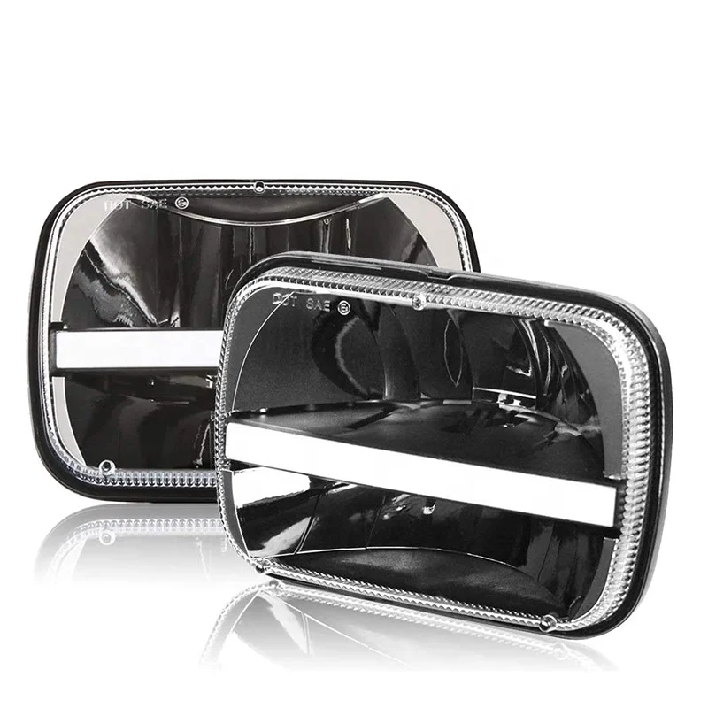 5X7 Inch H4 High/Low Beam DRL Turn Signal Truck 7X6 Inch Rectangular LED Headlight Compatible For Jeep Wrangler YJ Cherokee XJ