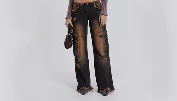 Мужские рваные джинсы с несколькими карманами