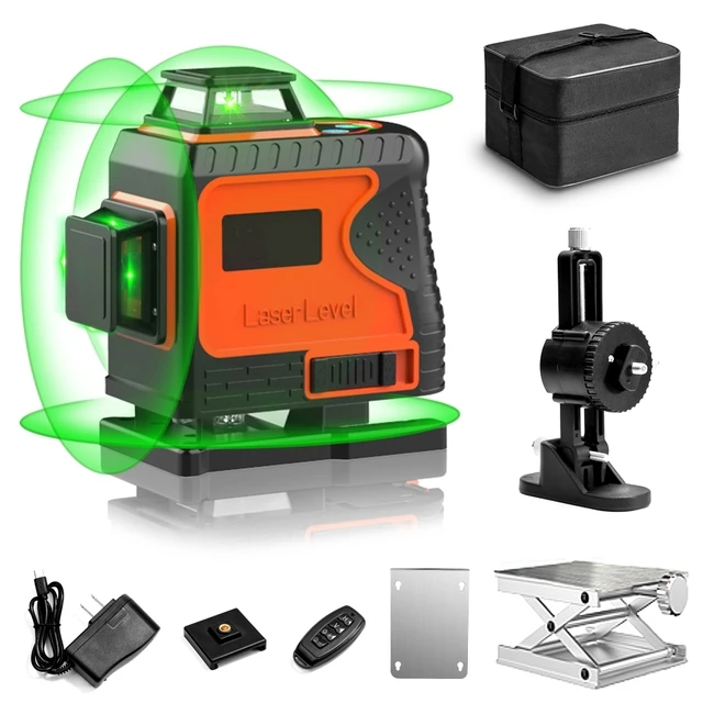 MVM Laser Level 160ft 12lines Green Beam Laser Level for Construction Tools Two 360 degree Self-leveling