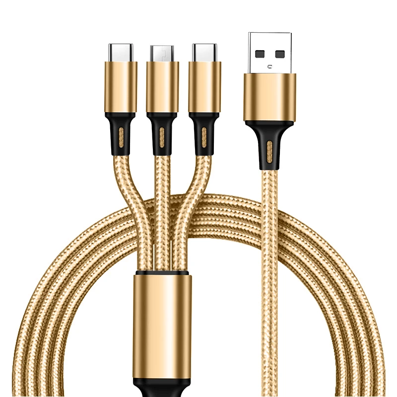 Nylon Braided One-to-three Charging Cable 1.2 Meters
