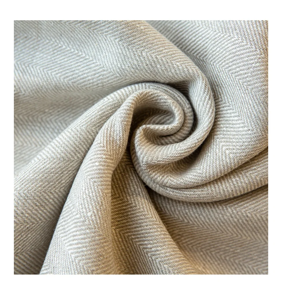 100% льняная тканая ткань из твила в елочку рулон 300 GSM натуральная размягченная дышащая ткань для рубашек оптом для домашнего использования