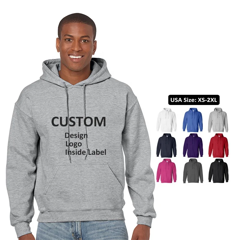 Custom Logo Blank Hoodie Screenprint Embroidery Unisex Jogger Pullover Plain Grey Hoodie