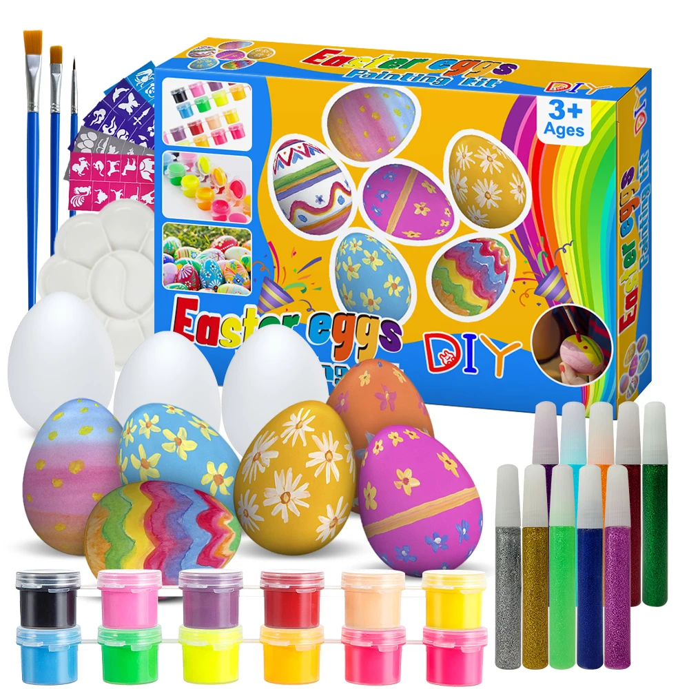 KHY DIY Easter Craft Eggs Toy For Kid Acryl Paint Pot Kit