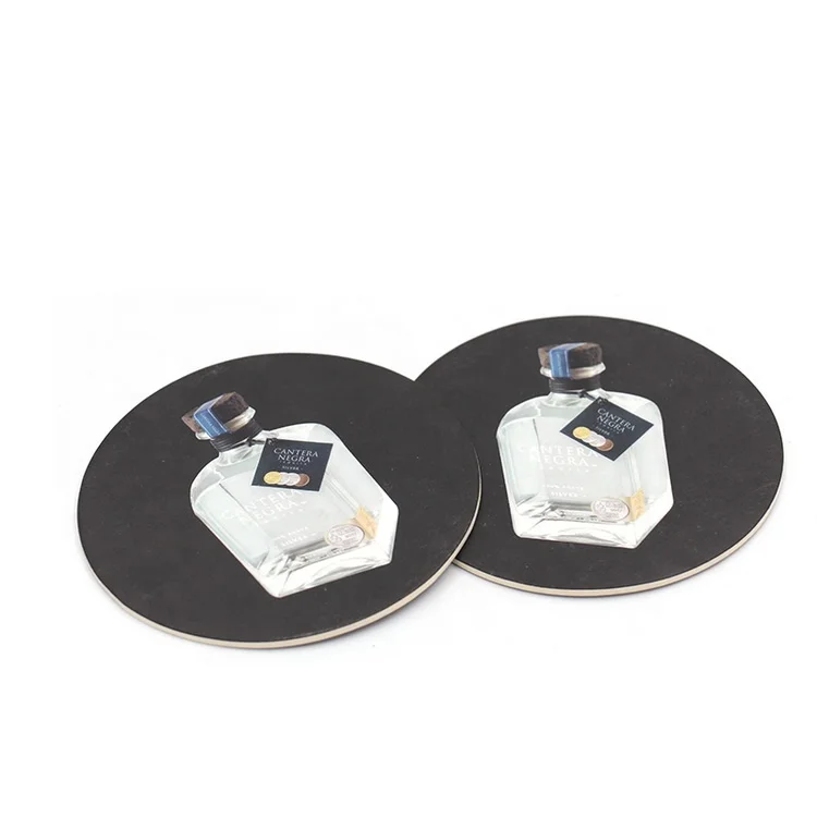 Personalised Shape glass bottle coaster  Coffee Beer Cup Mat absorbent printed paper Drink Coaster