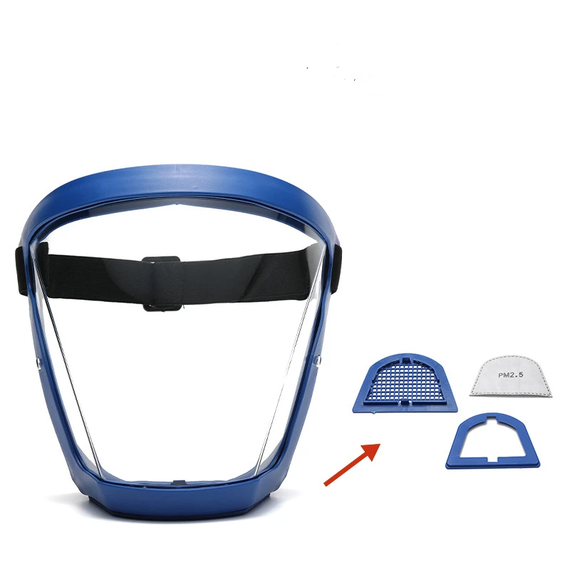 Full Face Protection Mask Shields Transparent Breathable PET Face Shield with Frame