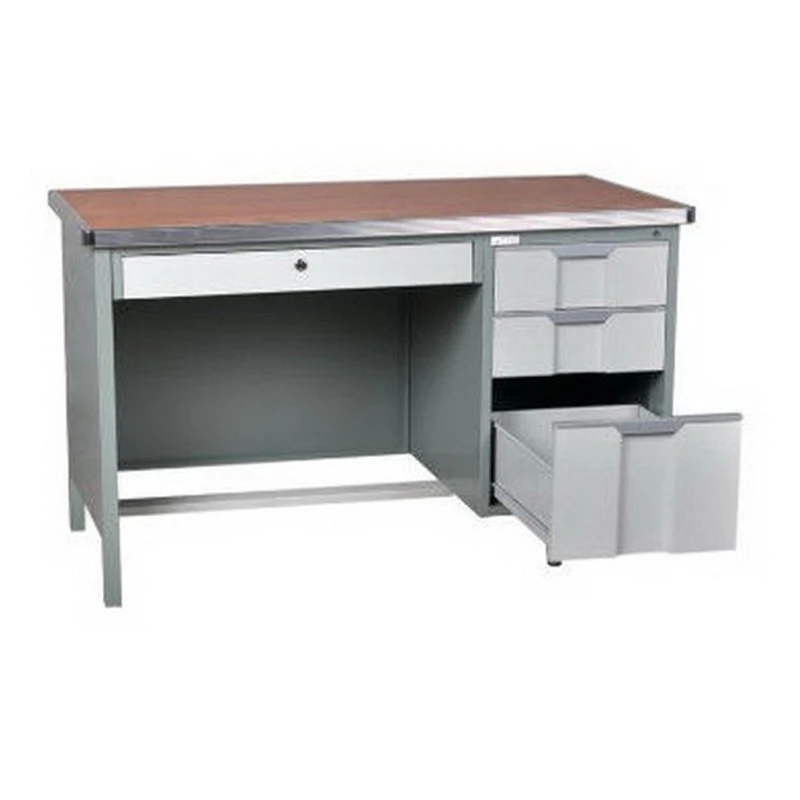 Modern Single Pedestal Steel and Wood Computer Desk Modular Office Furniture for Home Use Iron and Wooden Standing Desk
