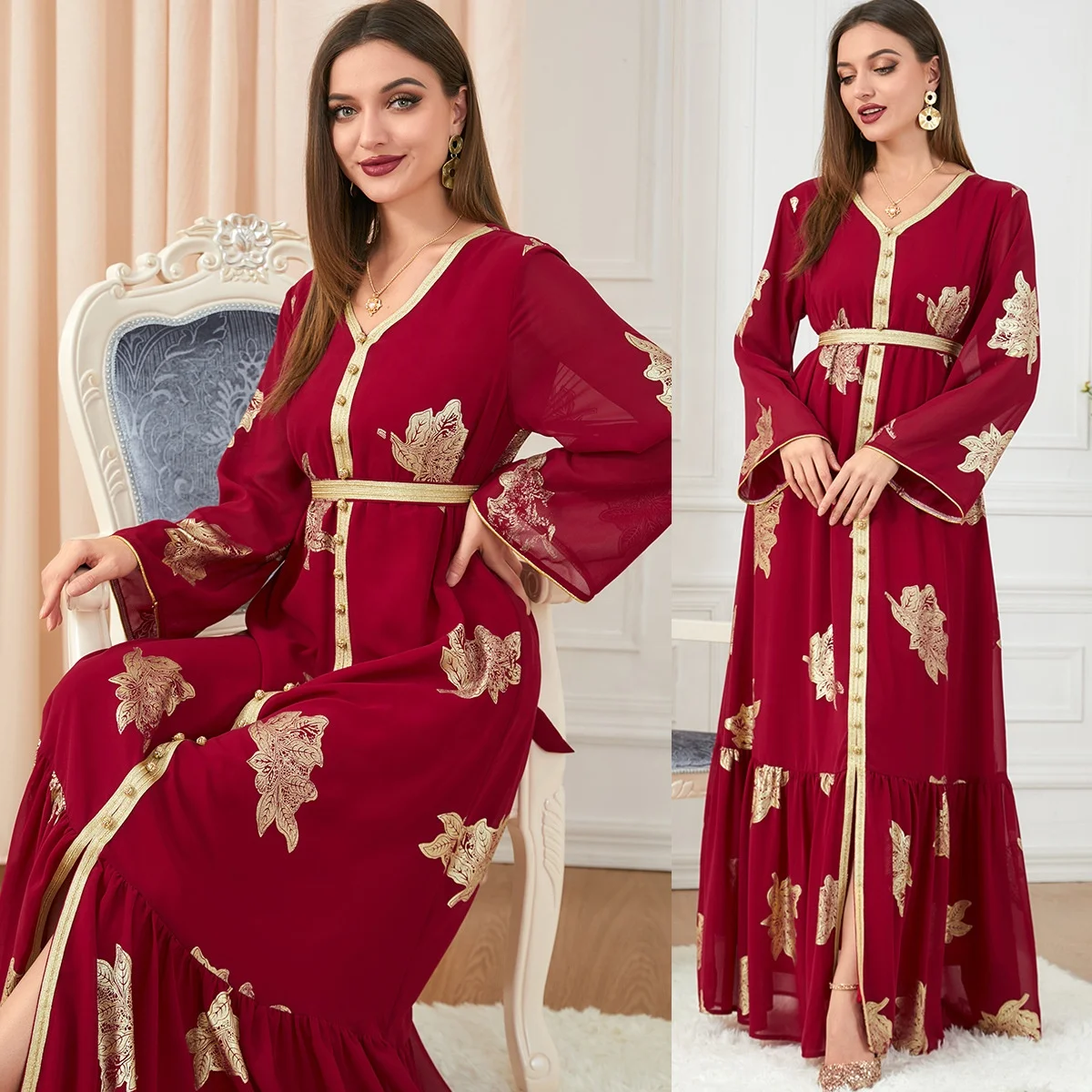 Middle East kaftan marocain Dubai Saudi Arab Morocco Caftan Gilding Women Muslim Dress