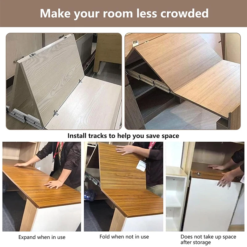 Heavy Duty Extension Hidden Invisible Dining Drawer Multi-sections Telescopic Slide Rail Pull Out Extending Table Mechanisms