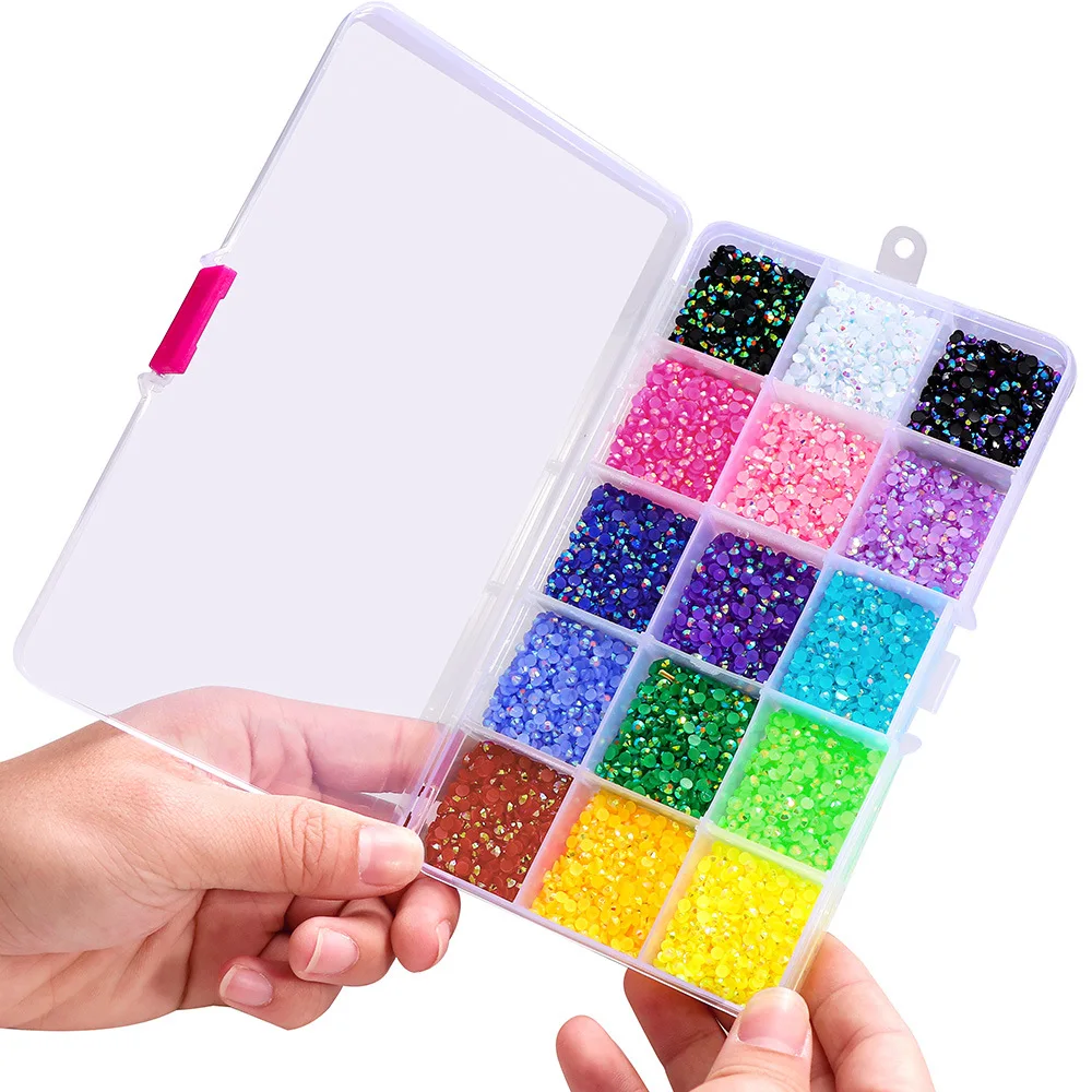 JC crystal mix colors 3mm 4mm 5mm resin rhinestones flatback nail art DIY AB jelly rhinestones kits