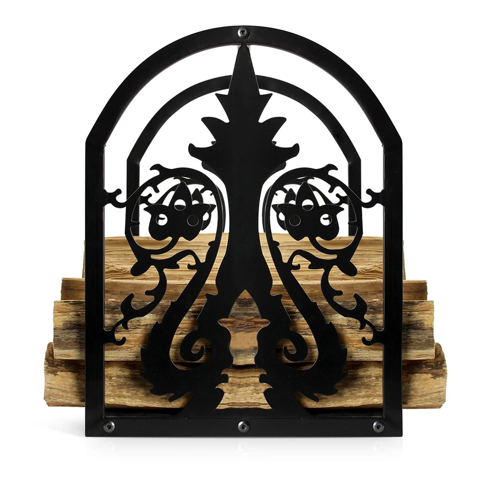 Firewood Rack Portable Fireplace Metal Holder Black Heavy Duty Storage