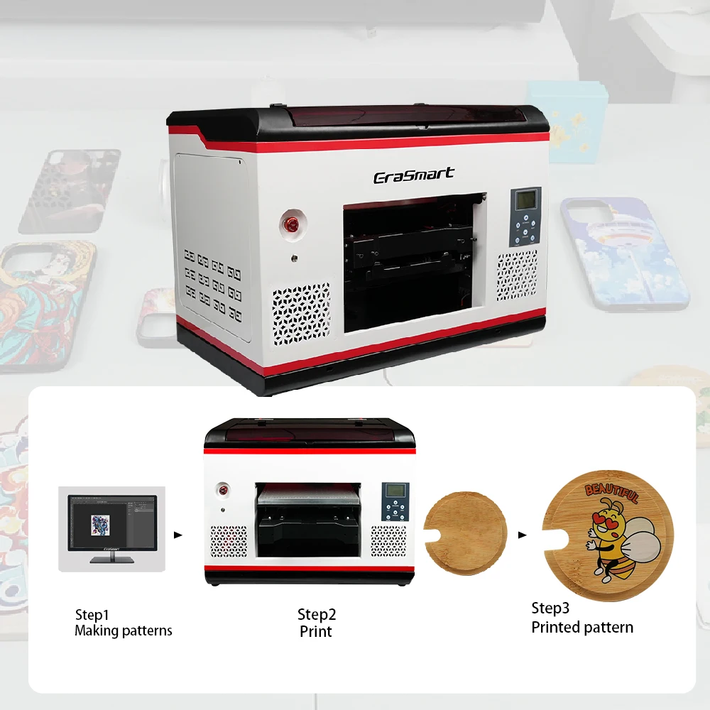 Erasmart Digital A3 A4 A5 Uv LED Printer Cheap Price Digital Printing Uv Machine For Plastic Bags Pvc Acrylic