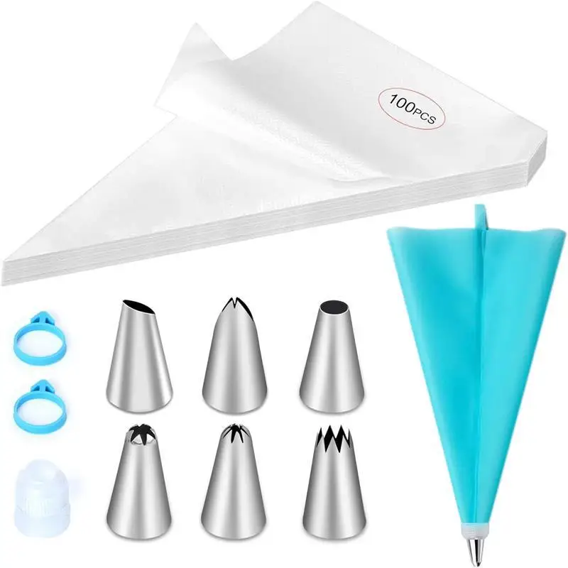 110Pcs Piping Bags Tips Set cake decorating supplies cake decorating kits Cake Decorating Kit with Disposable Pastry bags