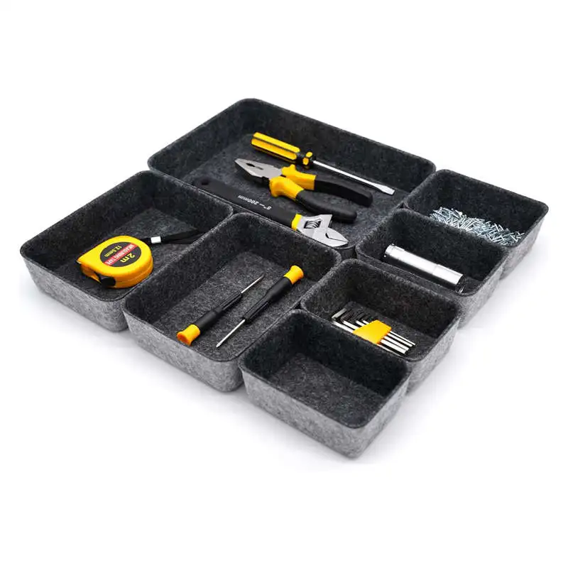 Multi-purposed Felt Storage Basket set for drawers organizers Tool storage Dividers Box