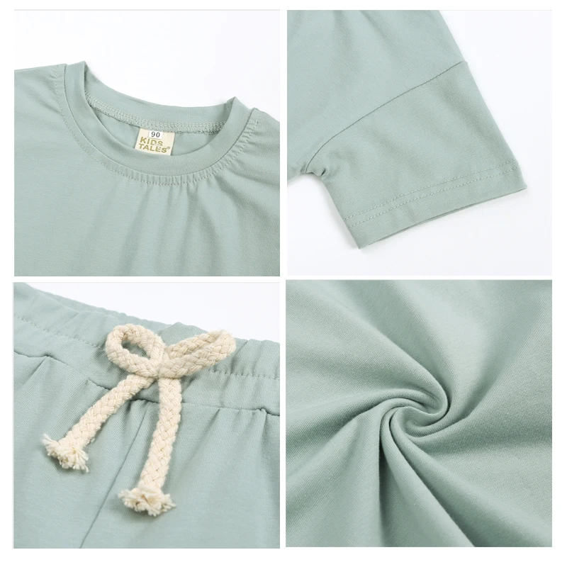wholesale toddler boys clothes set summer clothing 2 piece outfits cotton plain kids short sets
