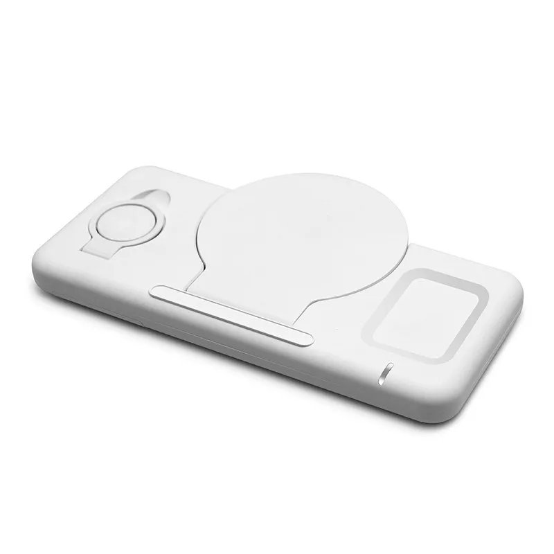  Лидер продаж на Amazon беспроводное зарядное устройство 3 в 1 Qi ABS + с покрытием кожей беспроводная зарядная станция для