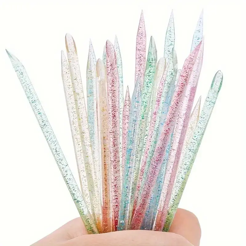 100pcs/Bag Double End Manicures Tools Dead Skin Remover Stick Crystal Nail Cuticle Pusher Stick