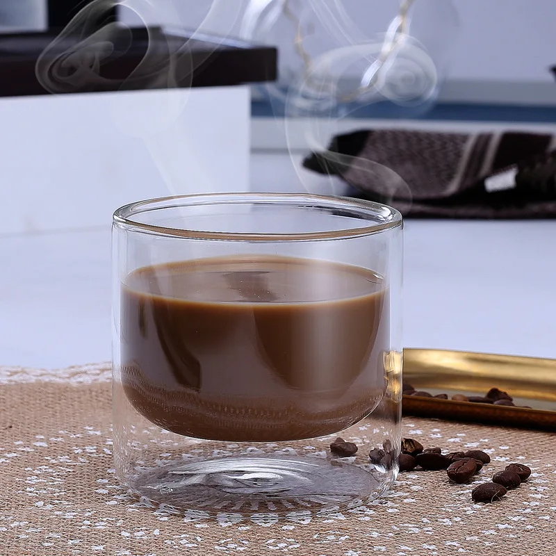 OEM Wholesale High Quality 80ml 130ml 450ml Tall Borosilicate Double Wall Layer Glass Cup for Coffee Tea