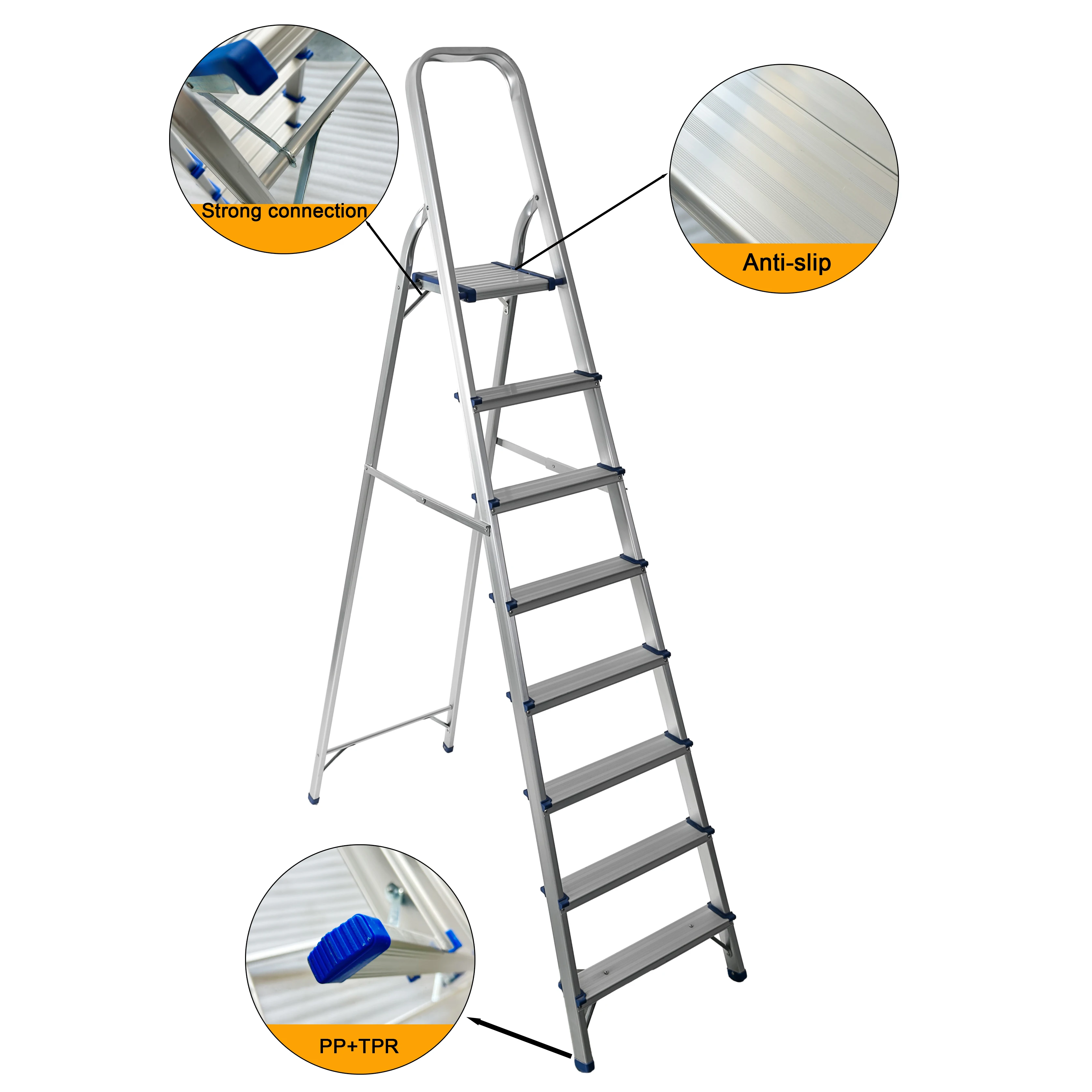 EN131 Approved Aluminum Household Fold-Up Ladder Domestic Straight Structure