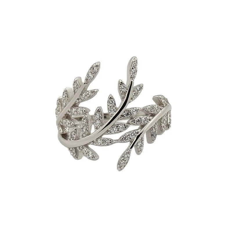 Wholesale Fine Jewelry Leaf Shaped Rings Fashion S925  Sterling Silver 925 Rings